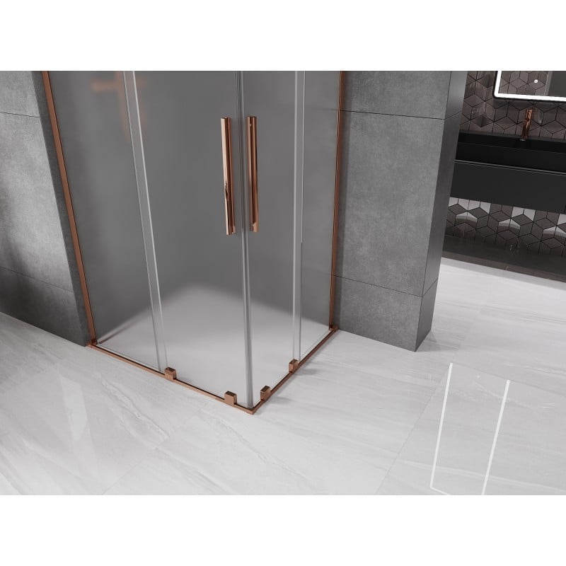 Mexen Velar L Duo cabine de douche coulissante 100 x 90 cm, givre, or rose - 871-100-090-02-33-60