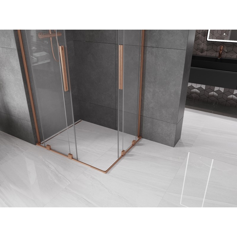 Mexen Velar L Duo cabine de douche coulissante 100 x 90 cm, transparent, cuivre brossé - 871-100-090-02-03-65