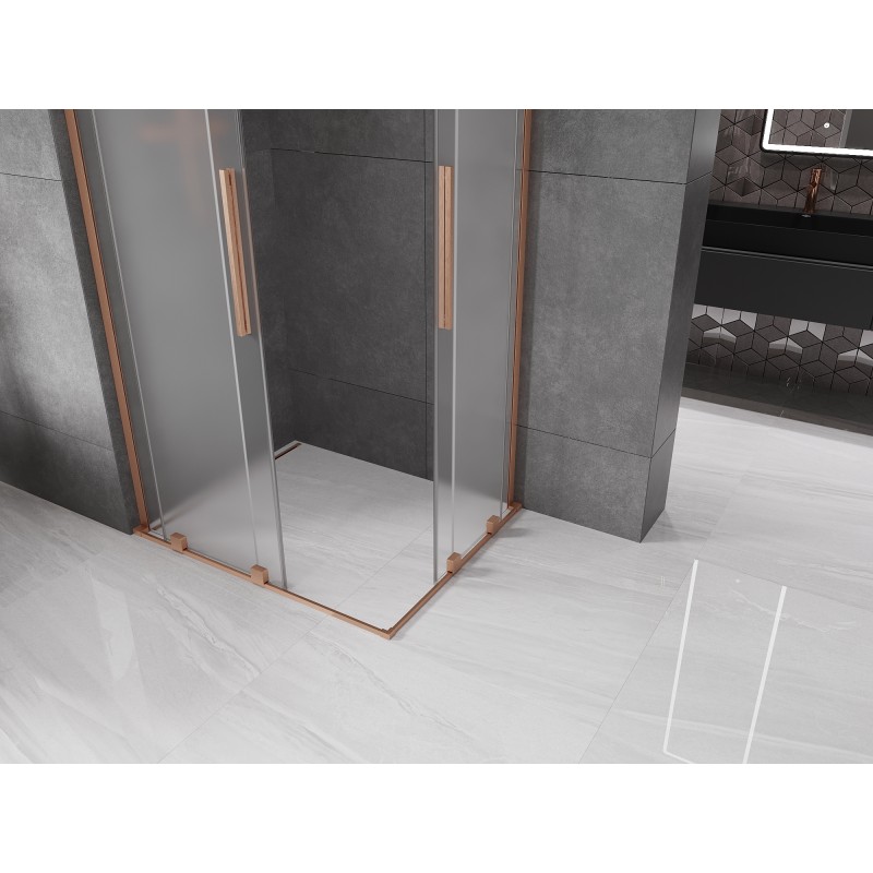Mexen Velar L Duo cabine de douche coulissante 100 x 90 cm, givre, cuivre brossé - 871-100-090-02-33-65