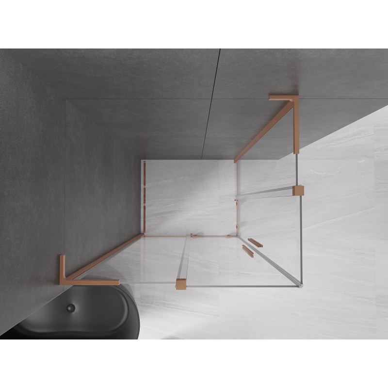 Mexen Velar L Duo cabine de douche coulissante 100 x 90 cm, transparent, cuivre brossé - 871-100-090-02-03-65
