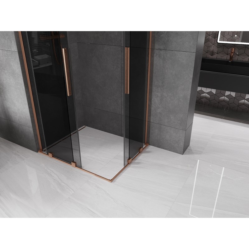 Mexen Velar L Duo cabine de douche coulissante 90 x 80 cm, graphite, cuivre brossé - 871-090-080-02-43-65