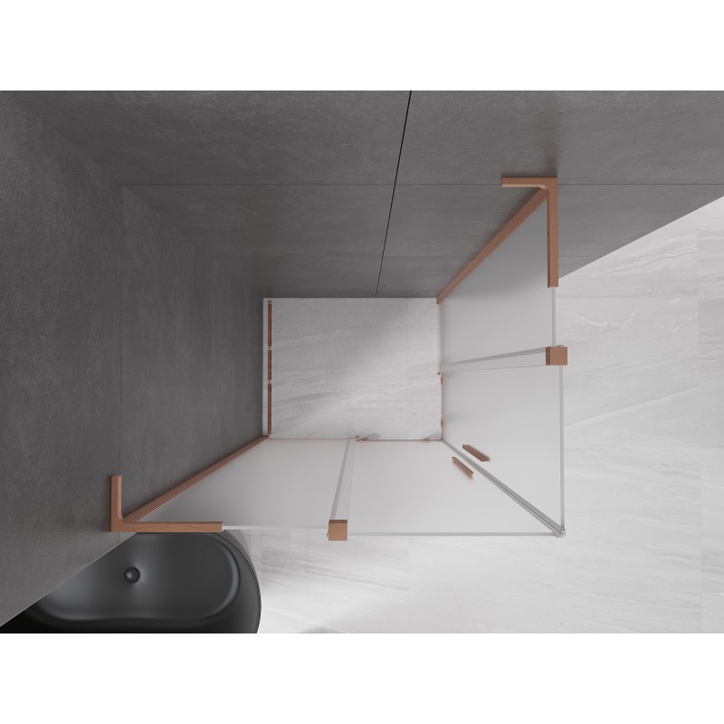 Mexen Velar L Duo cabine de douche coulissante 90 x 80 cm, givrée, cuivre brossé - 871-090-080-02-33-65