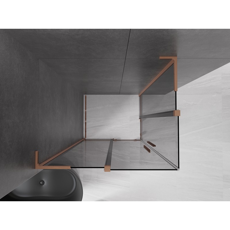 Mexen Velar L Duo cabine de douche coulissante 90 x 80 cm, graphite, cuivre brossé - 871-090-080-02-43-65
