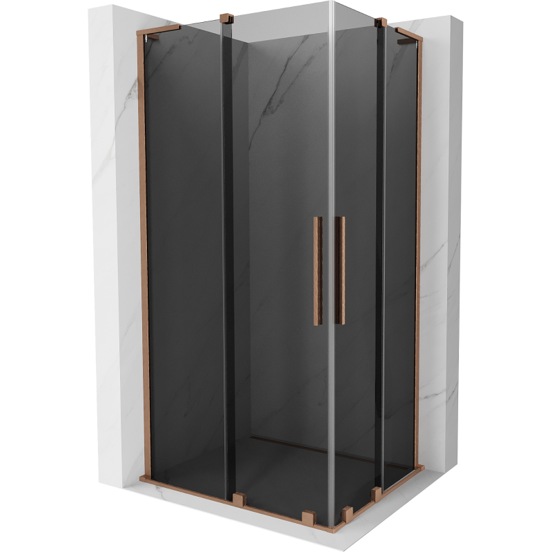 Mexen Velar L Duo cabine de douche coulissante 100 x 90 cm, graphite, cuivre brossé - 871-100-090-02-43-65