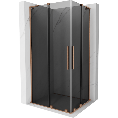Mexen Velar L Duo cabine de douche coulissante 100 x 90 cm, graphite, cuivre brossé - 871-100-090-02-43-65
