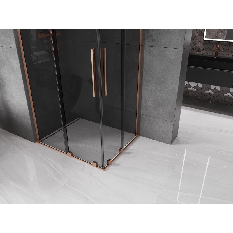 Mexen Velar L Duo cabine de douche coulissante 100 x 90 cm, graphite, cuivre brossé - 871-100-090-02-43-65