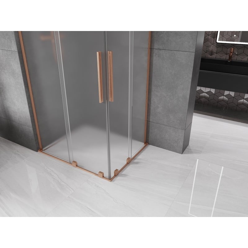 Mexen Velar L Duo cabine de douche coulissante 90 x 80 cm, givrée, cuivre brossé - 871-090-080-02-33-65