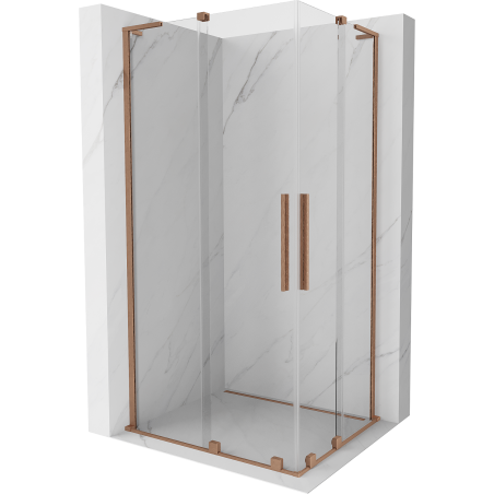Mexen Velar L Duo cabine de douche coulissante 90 x 80 cm, transparent, cuivre brossé - 871-090-080-02-03-65