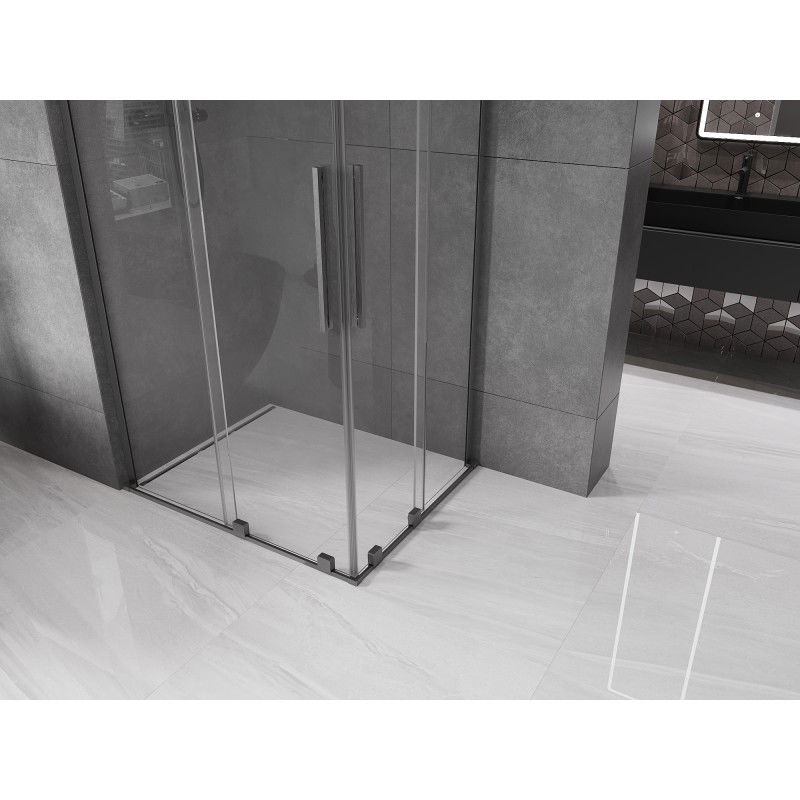 Mexen Velar L Duo cabine de douche coulissante 90 x 80 cm, transparent, gris canon brossé - 871-090-080-02-03-66
