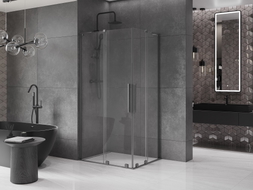 Mexen Velar L Duo cabine de douche coulissante 90 x 80 cm, transparent, gris canon brossé - 871-090-080-02-03-66