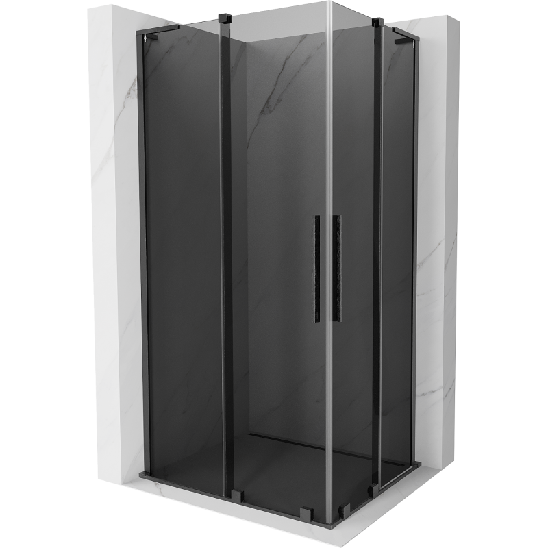 Cabine de douche coulissante Mexen Velar L Duo 90 x 80 cm, graphite, gris armé brossé - 871-090-080-02-43-66