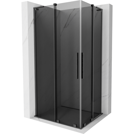 Cabine de douche coulissante Mexen Velar L Duo 90 x 80 cm, graphite, gris armé brossé - 871-090-080-02-43-66