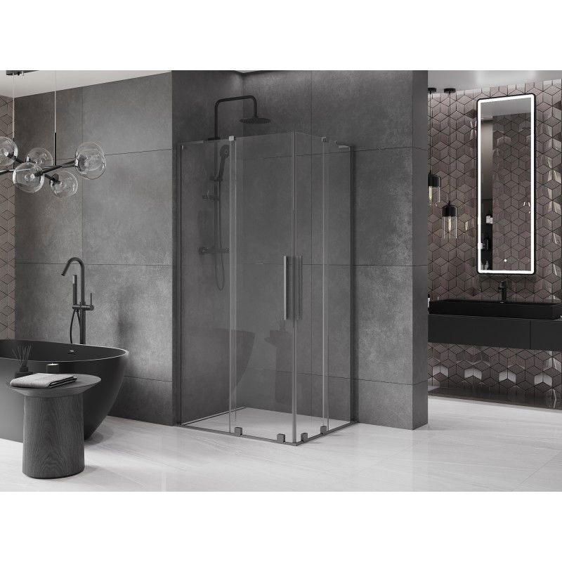 Mexen Velar L Duo cabine de douche coulissante 100 x 90 cm, transparent, gris canon brossé - 871-100-090-02-03-66