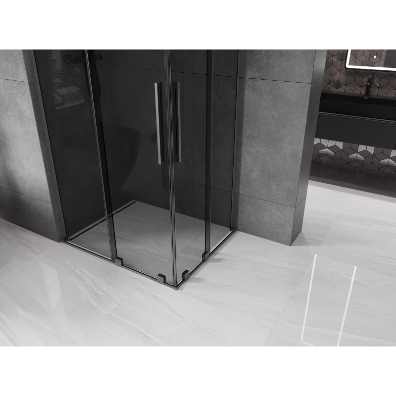 Mexen Velar L Duo cabine de douche coulissante 90 x 80 cm, graphite, gris canon brossé - 871-090-080-02-43-66
