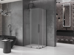 Mexen Velar L Duo cabine de douche coulissante 90 x 80 cm, givre, gun grey brossé - 871-090-080-02-33-66