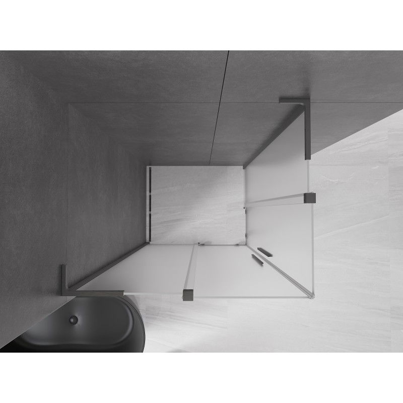 Mexen Velar L Duo cabine de douche coulissante 100 x 90 cm, verre givré, gris ardoise brossé - 871-100-090-02-33-66