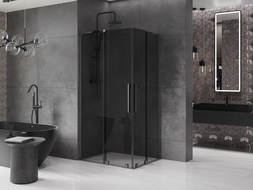 Mexen Velar L Duo cabine de douche coulissante 100 x 90 cm, graphite, gris brossé - 871-100-090-02-43-66