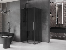 Mexen Velar L Duo cabine de douche coulissante 100 x 90 cm, graphite, gris canon brossé - 871-100-090-02-43-66