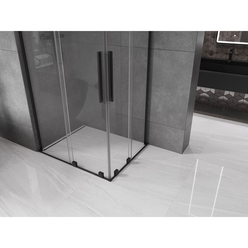 Mexen Velar L Duo cabine de douche coulissante 90 x 80 cm, transparent, noir - 871-090-080-02-03-70