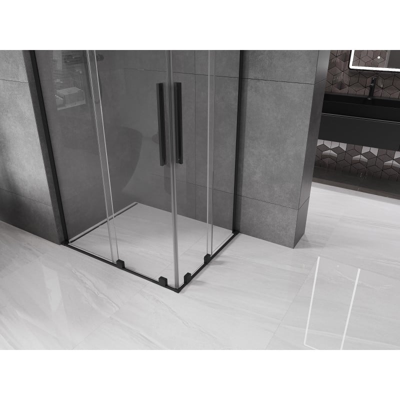 Mexen Velar L Duo cabine de douche coulissante 100 x 90 cm, transparent, noir - 871-100-090-02-03-70