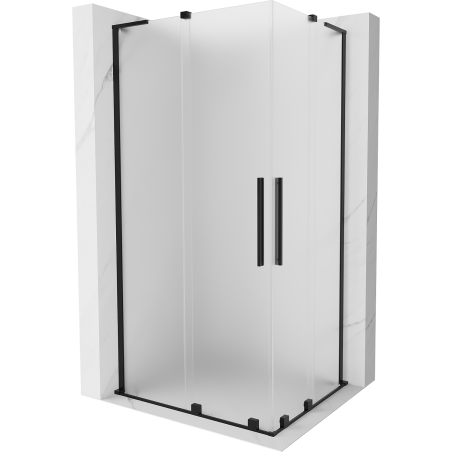Mexen Velar L Duo cabine de douche coulissante 90 x 80 cm, givrée, noire - 871-090-080-02-33-70