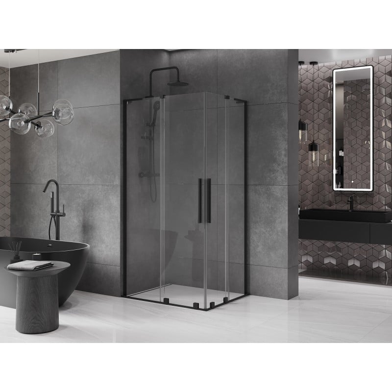 Mexen Velar L Duo cabine de douche coulissante 100 x 90 cm, transparent, noir - 871-100-090-02-03-70