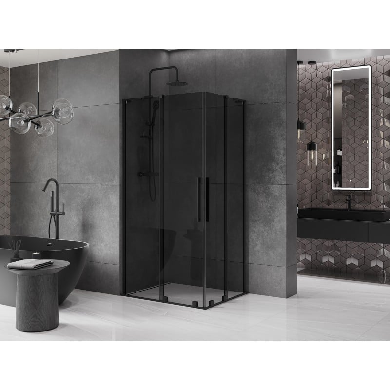 Mexen Velar L Duo cabine de douche coulissante 100 x 90 cm, graphite, noir - 871-100-090-02-43-70