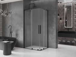 Mexen Velar L Duo cabine de douche coulissante 90 x 80 cm, givrée, noire - 871-090-080-02-33-70