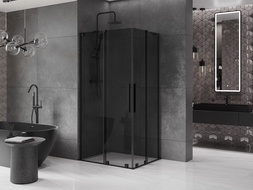 Mexen Velar L Duo cabine de douche coulissante 90 x 80 cm, graphite, noir - 871-090-080-02-43-70