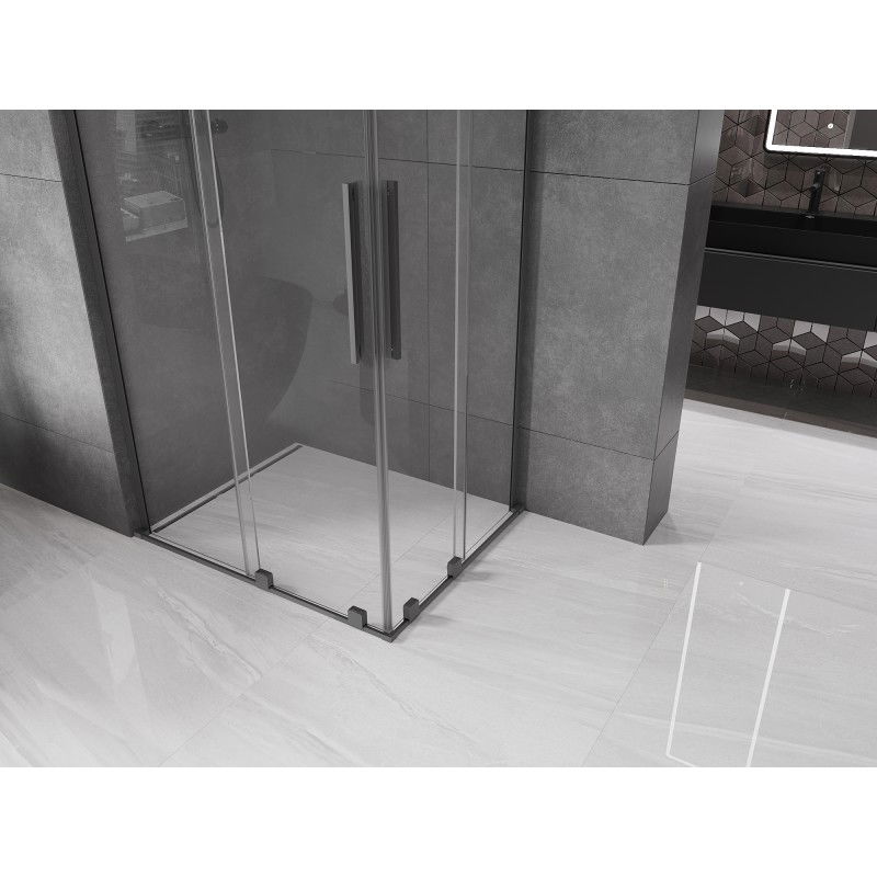Mexen Velar L Duo cabine de douche coulissante 100 x 90 cm, transparent, métal gun - 871-100-090-02-03-95