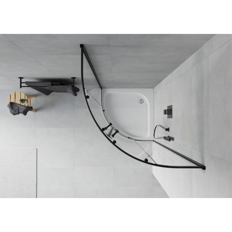 Mexen Rio cabine de douche semi-circulaire 70 x 70 cm, transparent, noir + bac à douche, blanc - 863-070-070-70-00-4710