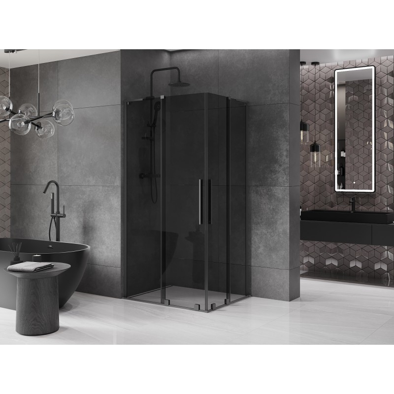 Mexen Velar L Duo cabine de douche coulissante 90 x 80 cm, graphite, gun metal - 871-090-080-02-43-95