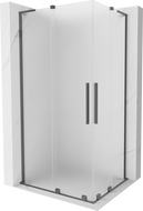 Mexen Velar L Duo cabine de douche coulissante 90 x 80 cm, verre dépoli, gun metal - 871-090-080-02-33-95