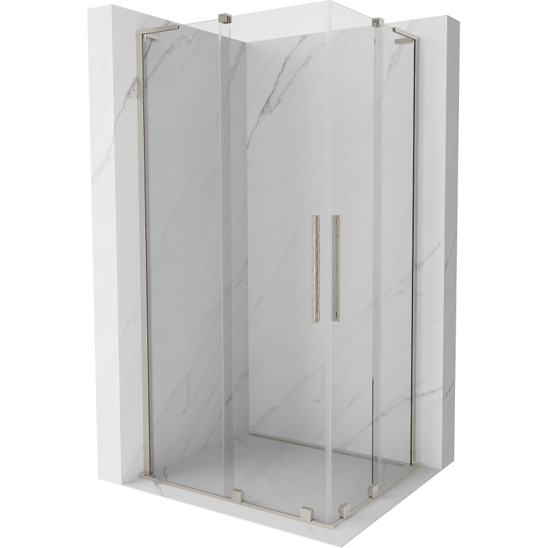 Mexen Velar L Duo cabine de douche coulissante 100 x 90 cm, transparent, nickel brossé - 871-100-090-02-03-97