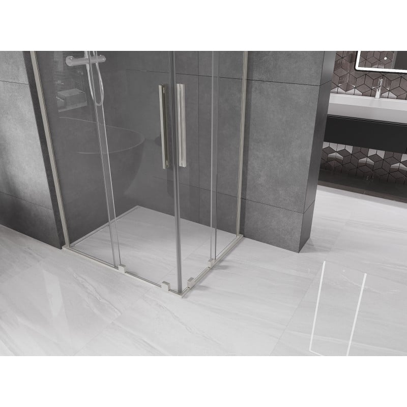 Mexen Velar L Duo cabine de douche coulissante 100 x 90 cm, transparent, nickel brossé - 871-100-090-02-03-97