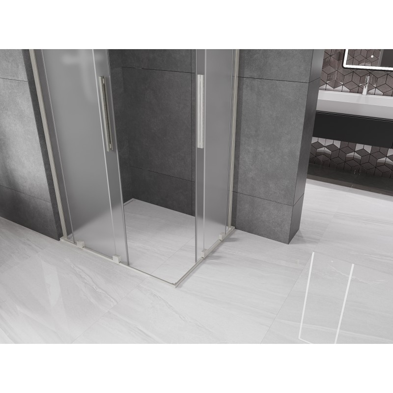 Mexen Velar L Duo cabine de douche coulissante 100 x 90 cm, givre, nickel brossé - 871-100-090-02-33-97