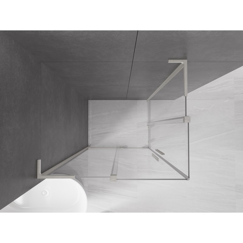 Mexen Velar L Duo cabine de douche coulissante 100 x 90 cm, transparent, nickel brossé - 871-100-090-02-03-97