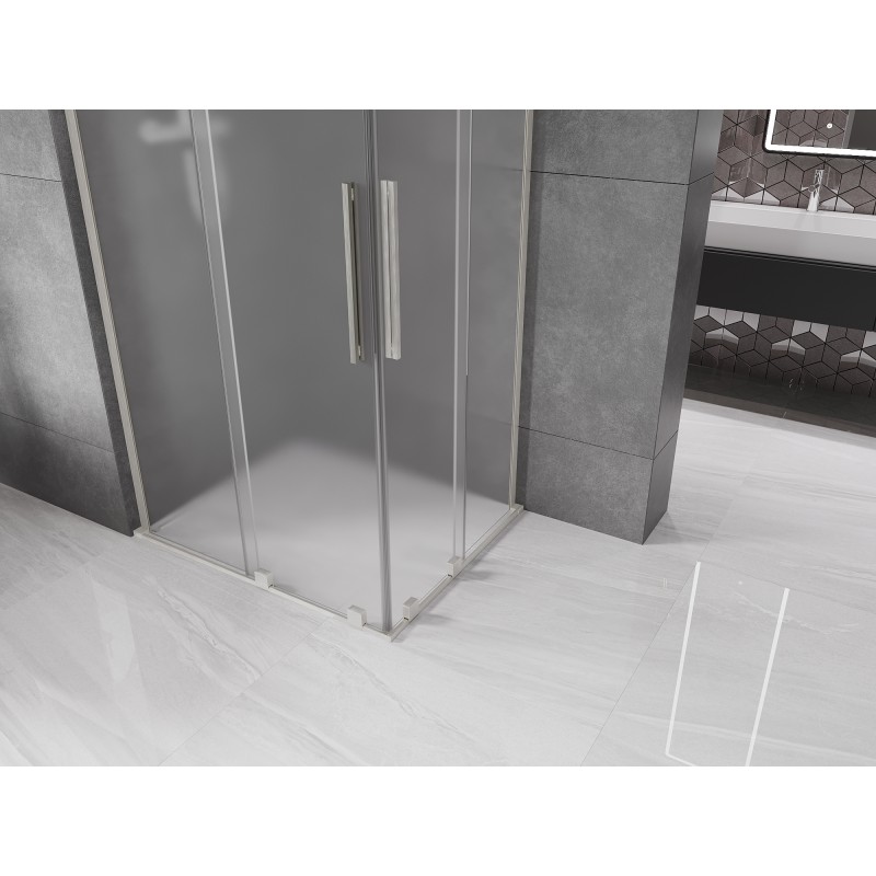 Mexen Velar L Duo cabine de douche coulissante 100 x 90 cm, givre, nickel brossé - 871-100-090-02-33-97