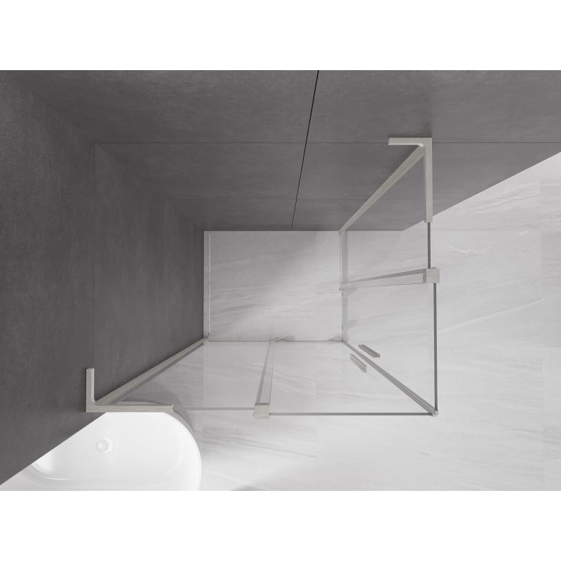 Mexen Velar L Duo cabine de douche coulissante 90 x 80 cm, transparent, nickel brossé - 871-090-080-02-03-97