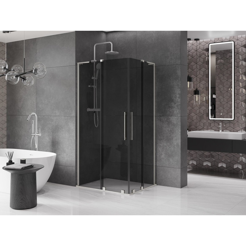 Mexen Velar L Duo cabine de douche coulissante 100 x 90 cm, graphite, nickel brossé - 871-100-090-02-43-97