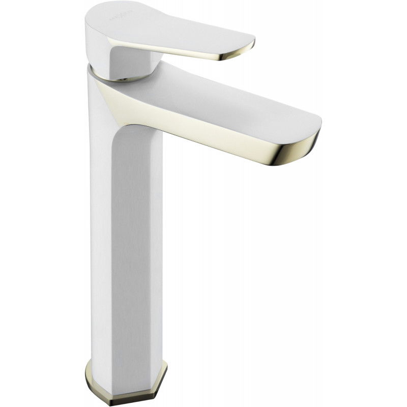 Mexen Lerma robinet de lavabo haut, Blanc/Or - 74310-25