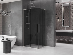 Mexen Velar L Duo cabine de douche coulissante 90 x 80 cm, graphite, nickel brossé - 871-090-080-02-43-97