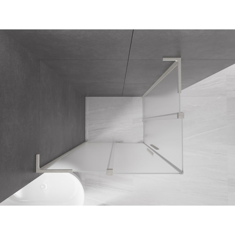 Mexen Velar L Duo cabine de douche coulissante 100 x 90 cm, givre, nickel brossé - 871-100-090-02-33-97