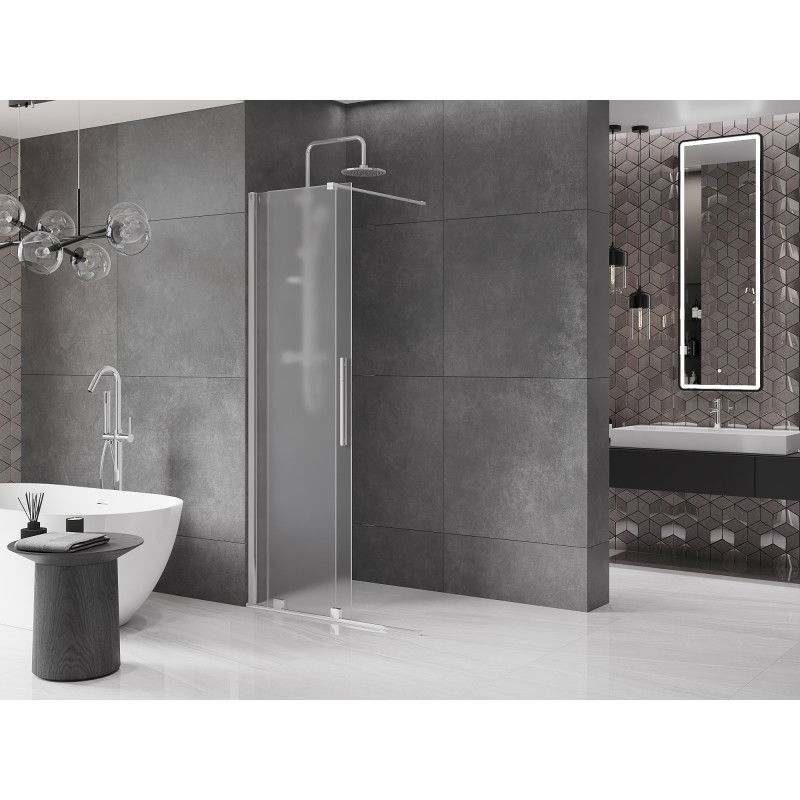 Mexen Velar paroi de douche coulissante Walk-in 75 x 200 cm, givre 8 mm, chrome - 871-075-000-33-01