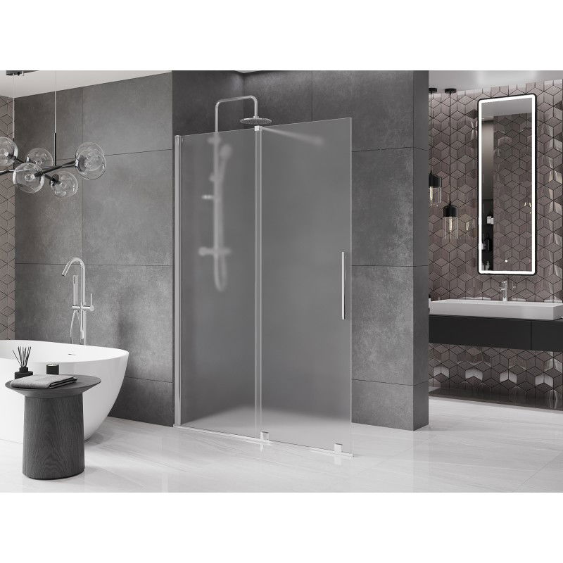 Mexen Velar paroi de douche coulissante Walk-in 130 x 200 cm, givre 8 mm, chrome - 871-130-000-33-01