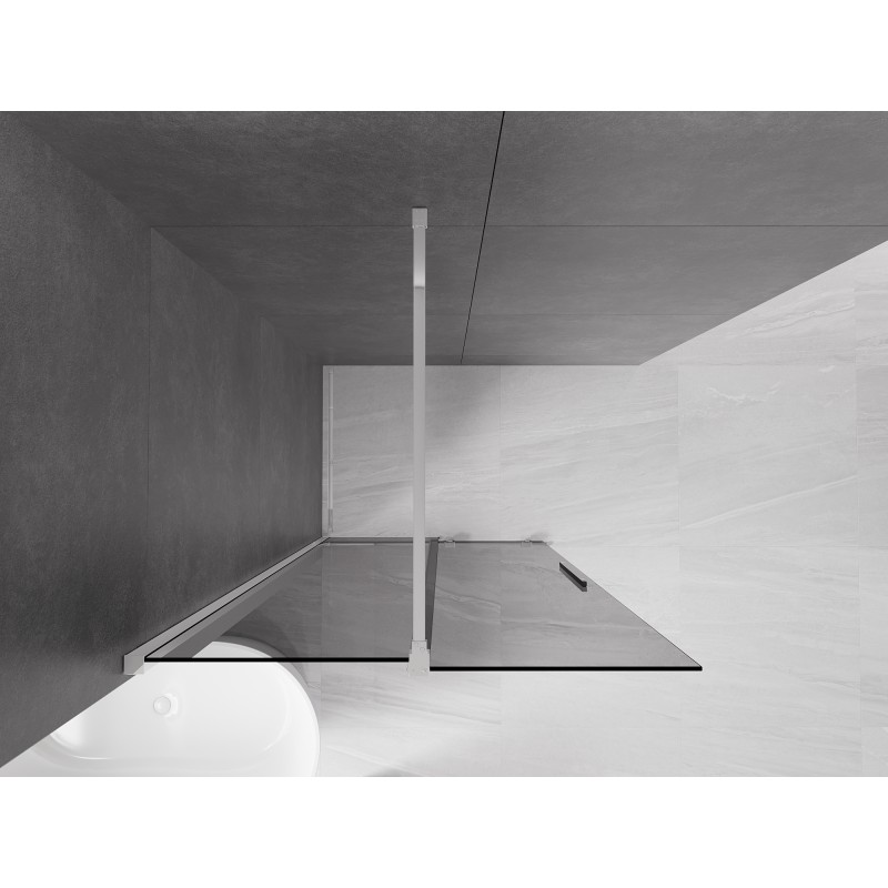 Mexen Velar paroi de douche coulissante Walk-in 70 x 200 cm, graphite 8 mm, chrome - 871-070-000-43-01