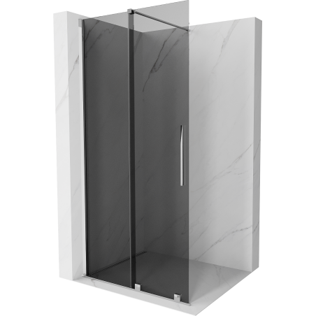 Mexen Velar paroi de douche rétractable Walk-in 85 x 200 cm, graphite 8 mm, chrome - 871-085-000-43-01