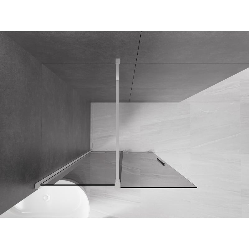 Mexen Velar paroi de douche coulissante Walk-in 75 x 200 cm, graphite 8 mm, chrome - 871-075-000-43-01