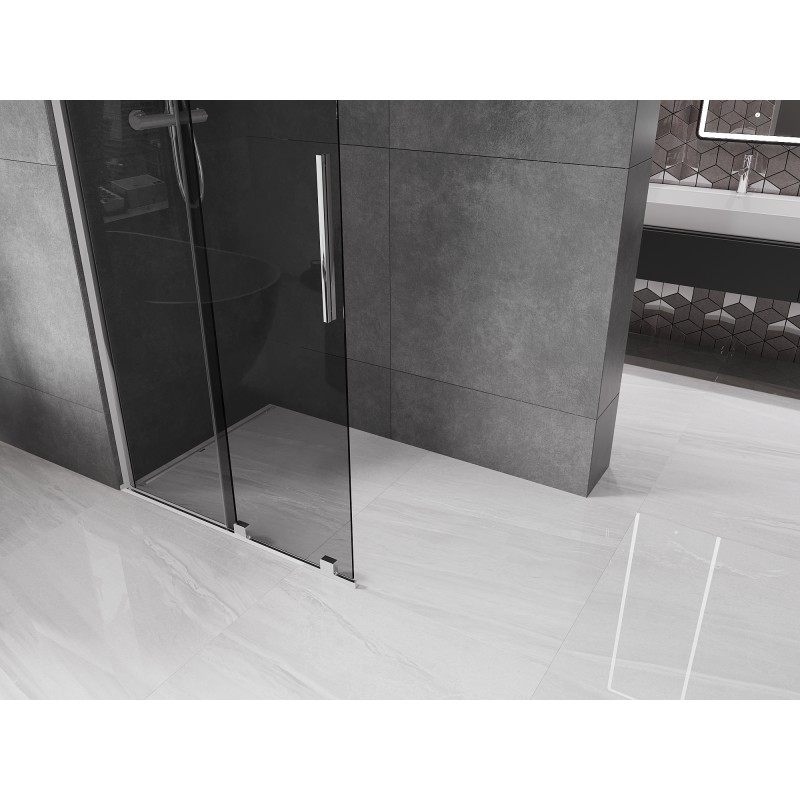 Mexen Velar paroi de douche coulissante Walk-in 75 x 200 cm, graphite 8 mm, chrome - 871-075-000-43-01