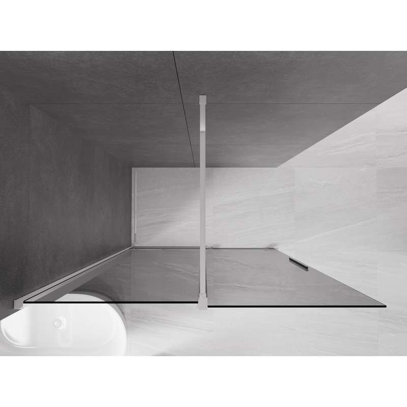 Mexen Velar paroi de douche coulissante Walk-in 160 x 200 cm, graphite 8 mm, chrome - 871-160-000-43-01